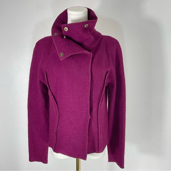 Cache Vintage 100% Wool Purple Brass Button Accent Jacket/Cardigan Size S - Picture 1 of 12